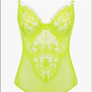 NWT Blacklight Glowing Neon Green Lace Bodysuit